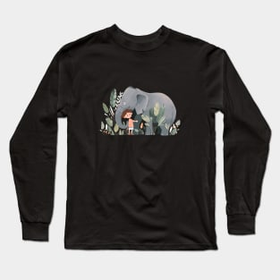 Cute Elephant Animal Loving Cuddle Embrace Children Kid Tenderness Long Sleeve T-Shirt